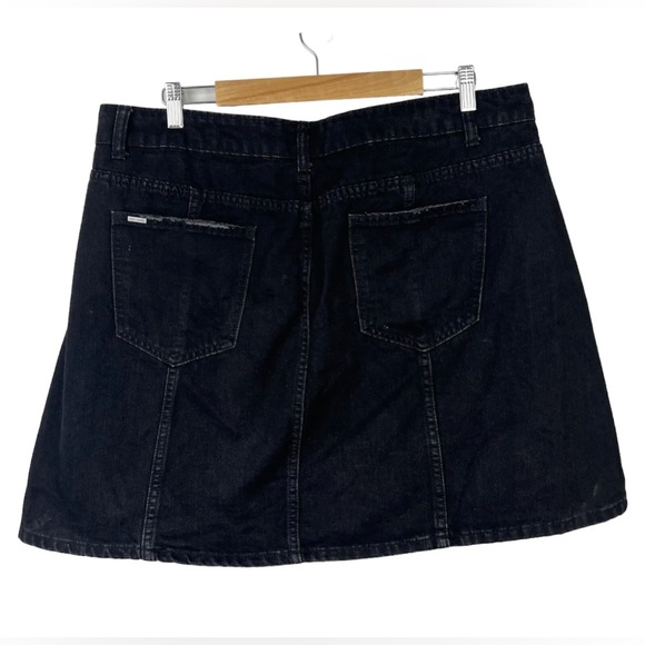 City Chic Women’s Black Denim Skirt Short Button-Up Panel A-Line Plus Size S 16 - Picture 2 of 7